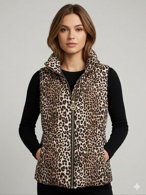 Michael Kors Animal Print Puff Vest size Small NWT